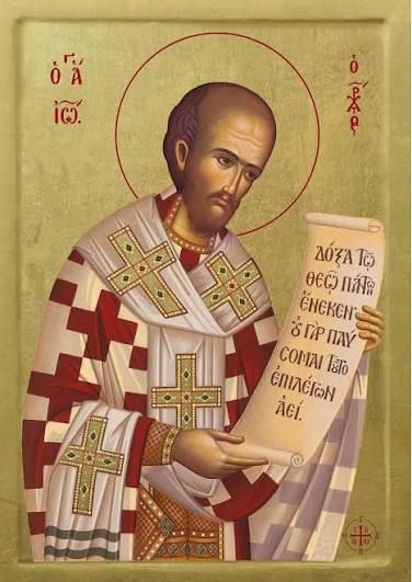 Icon of Saint John Chrysostom in episcopal vestments