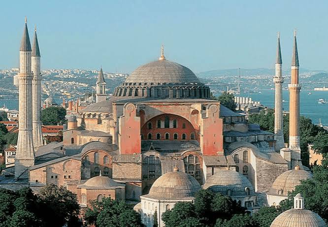 Hagia Sophia seen across the city rooftops