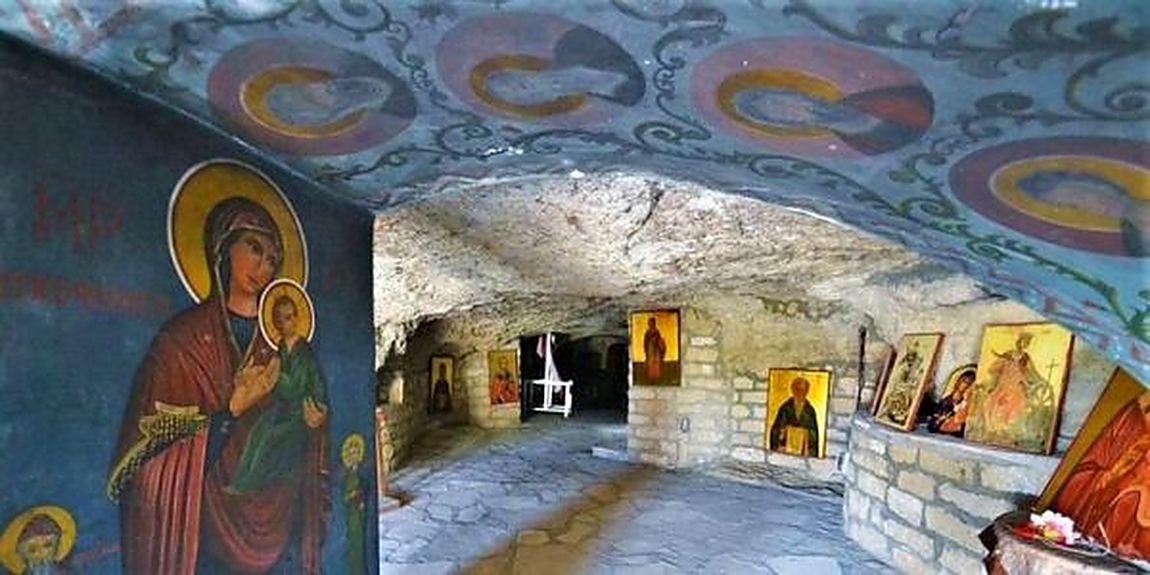 A church cut into the rock