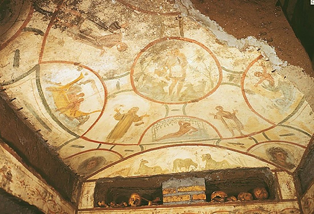 A painted burial chamber ceiling