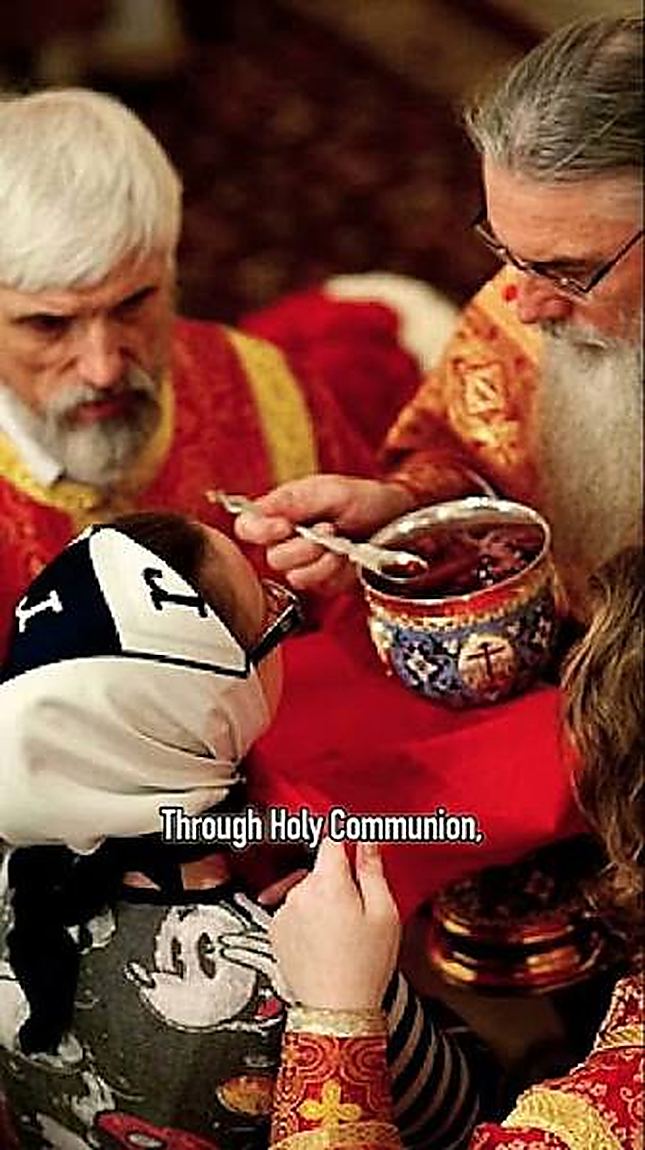 Communion, given with a spoon from a common cup