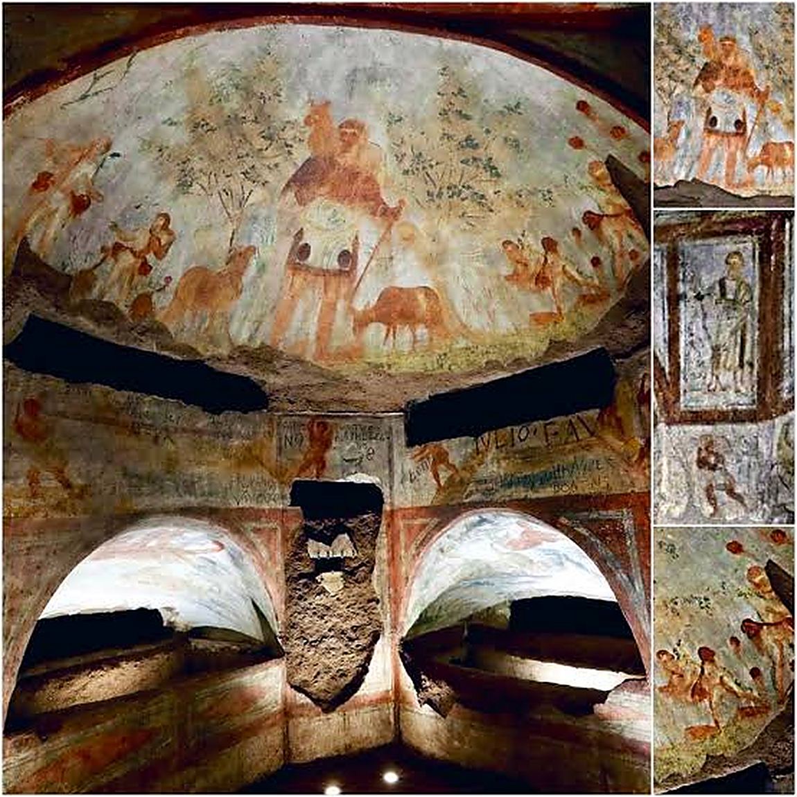 Burial niches stacked from floor to ceiling